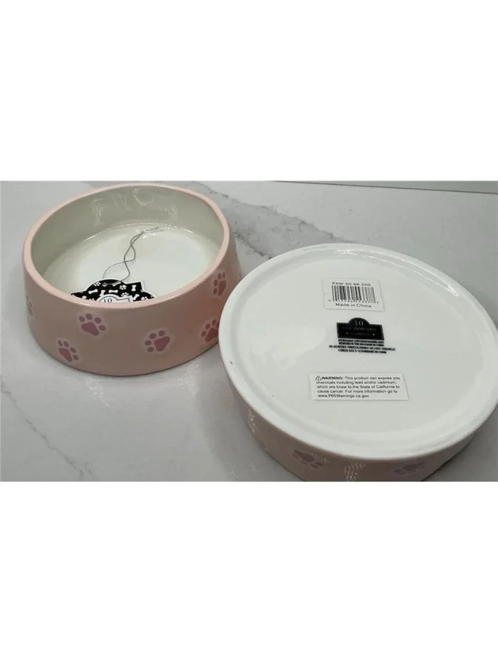 2 ~ 10 Strawberry Street Pet Bowl Pink Paw Small Ceramic New